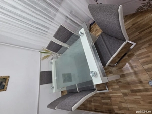 Masă de sticlă cu 6 scaune