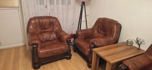 Canapea extensibila cu 2 fotolii piele