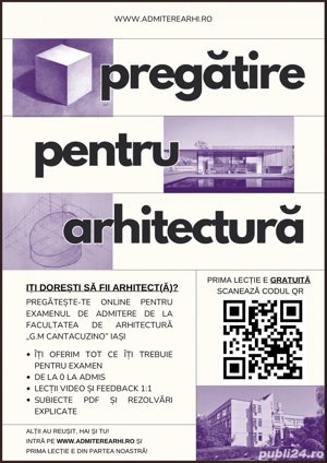 Pregătire online pentru admiterea la Arhitectură Iași
