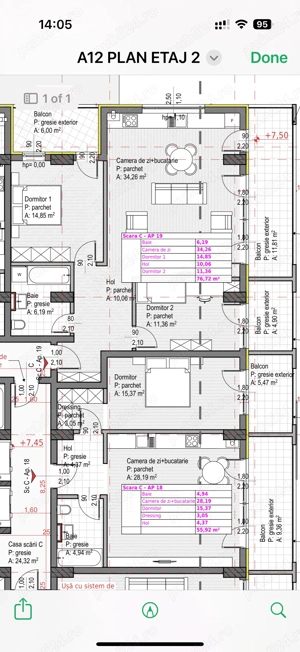  Apartment langa Parc 3 Cam 77 M +23 M 3 Terase cart Gheorgheni str soporului 19 - imagine 6