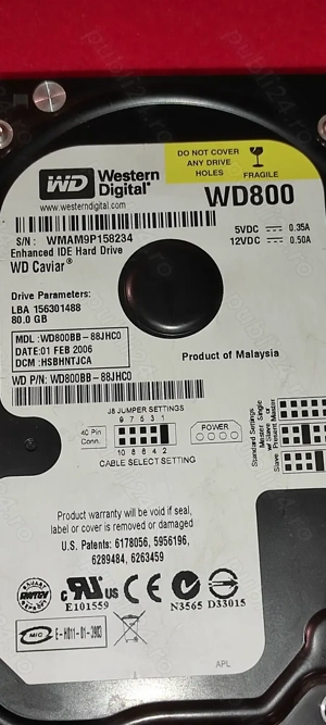 hard disk western digital wd caviar wd 800 80 gb model - wd 800bb-88jhco mai multe detalii in poze p