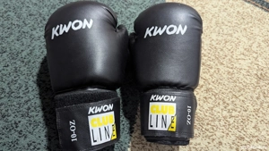 Manusi de box, Kwon Clubline Pointer, Piele sintetica, Sistem de fixare Velcro,  283 g, Negru  