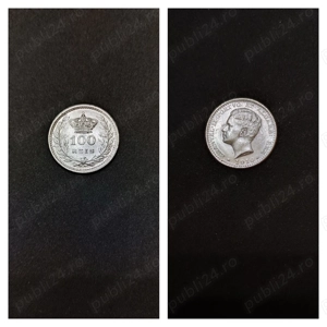 Moneda argint 100 Reis, PORTUGALIA, 1910