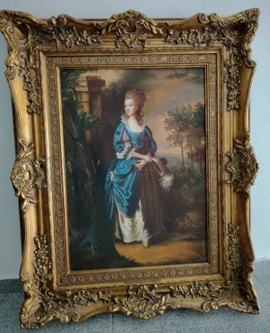 Ulei pe pânză o lucrare deosebita Baroc cu o rama superbă foarte lata din lemn sculptata , dimensiun