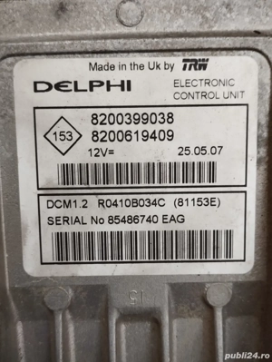 Calculator motor ECU Renault Megane 2 cod 8200399038 8200619409 - imagine 2