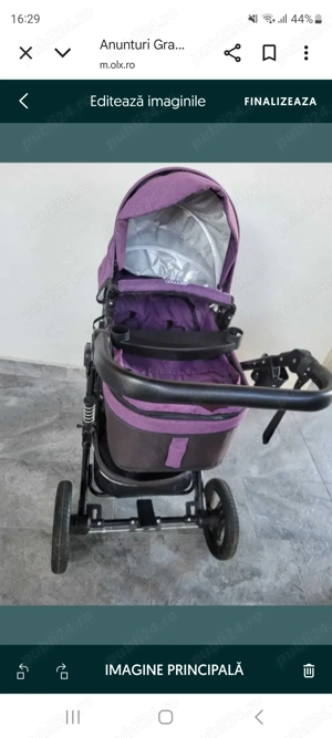 Vand cărucior copii, 3 in 1, model Coccolle, culoarea mov negru 