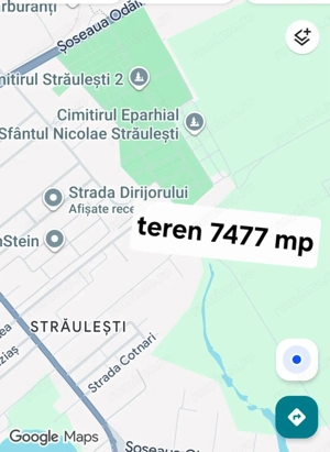 Straulesti str. Nades teren 7477 mp de vanzare