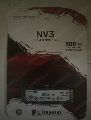 Solid State Drive (SSD) Kingston NV3, 500GB, PCIe 4.0 NVMe, M.2.