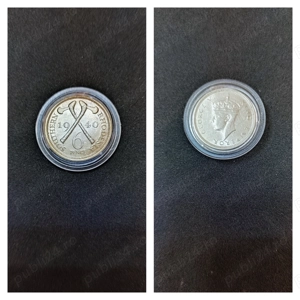 Moneda argint 6 Pence, RHODESIA, 1940