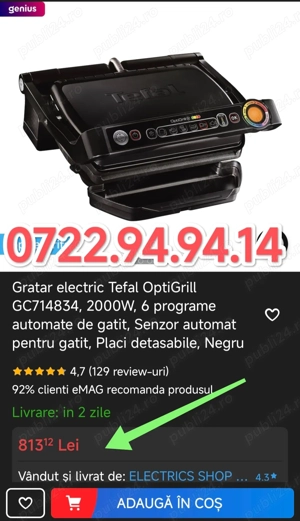 Gratar electric TEFAL OptiGrill+ Snacking&Baking GC714834, 2000W, 6 programe automate, negru - imagine 2
