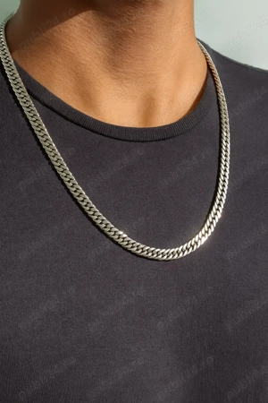 Lant colier cubanez din otel inoxidabil in argintiu si auriu
