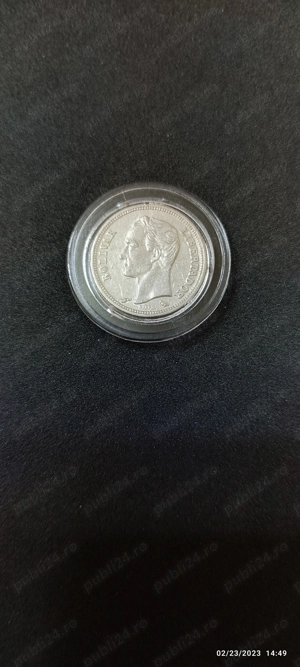 Moneda argint 50 Centimos, VENEZUELA, 1960 - imagine 3