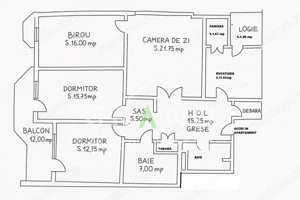 Apartament spațios de închiriat | 4 camere | 2 bai | Republicii/Casa de Cultura