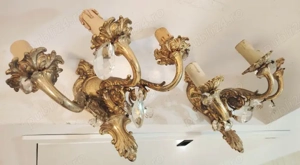 Superb set de aplice din bronz masiv și elemente din cristal în stilul francez Louis cu 3 brațe ,pie