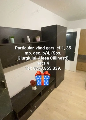 Proprietar, vând garsonieră cf.1, dec, parter din 4, Aleea Călinești 6, (Șos.Giurgiului), sector 4. - imagine 2