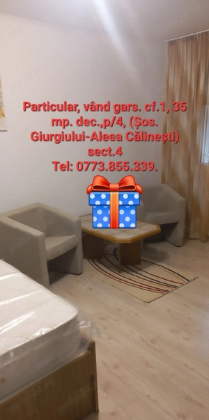 Proprietar, vând garsonieră cf.1, dec, parter din 4, Aleea Călinești 6, (Șos.Giurgiului), sector 4. - imagine 5