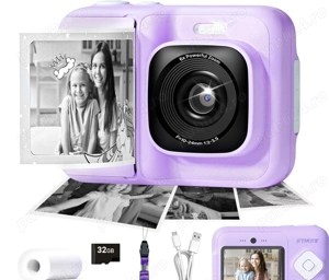 Camera Foto Instant Copii 1080P, Imprimare Termică + card 32GB, 2 role