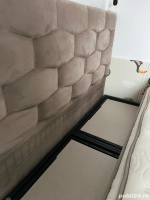 Pat tapitat 160x200 cu lada de depozitare