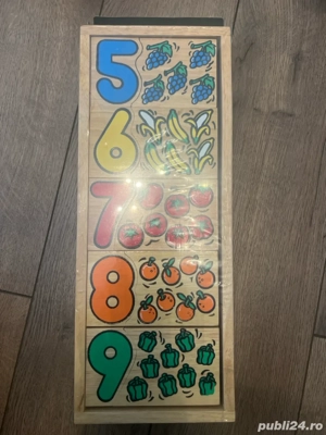 Set educativ din lemn   cifre și fructe legume