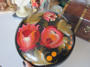 Craciun cadou unic Cutie superba mare vintage pictata lemn Franta 1970