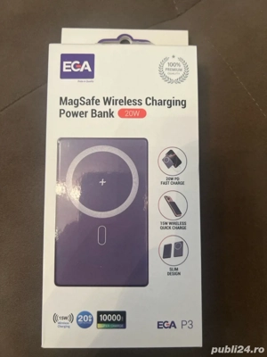 Baterie externa Powerbank MagSafe EGA P3   10.000 mAh, 20W Fast Charge, 15W Wireless
