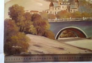 PEISAJ - ulei pe placaj, anii '60, semnat (dimensiuni mari) - imagine 4