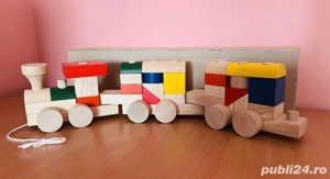 Trenuleț din lemn cu forme geometrice   Montessori   60 cm