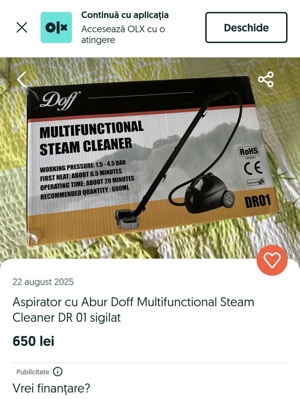 De vanzare aspirator nou, nefolosit, cu abur , apa calda,  etc...