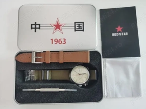 Ceas 42 mm Safir Cronograf RED STAR Pilot 1963 Seagull ST19 - imagine 2