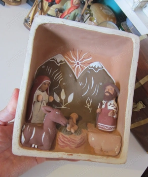 cadou rar vintage America de Sud Peru 1960 Scena Nasterii handmade   1kg - imagine 2