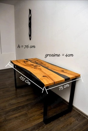 Masă stejar + rășină epoxidică