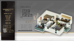 Zona Soarelui / Apartmanet cu 2 camere / Etaj 1 / Ultrafinisat