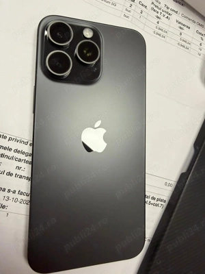 iPhone 15 PRO MAX Black Titanium Ca NOU + Air Pods Pro2 + 2 HuseKevlar - imagine 2