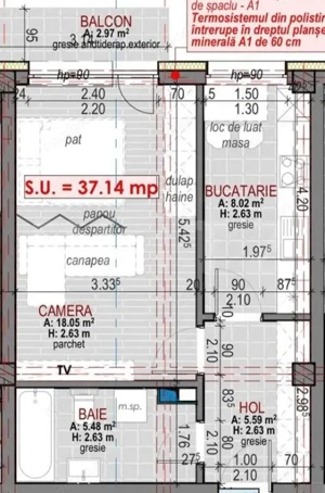 Apartament 1 camera, 37 mp, iintermediar, garaj, zona Terra - imagine 10