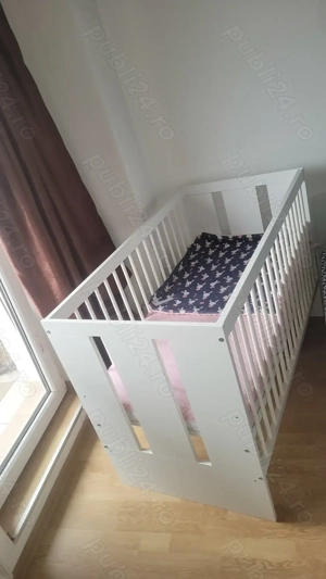 Pătuț bebe alb   ca nou + saltea cocos inclusă!