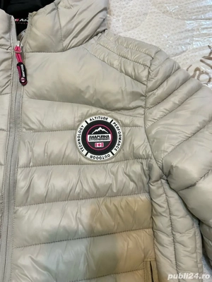 Geaca matlasata cu gluga si vatelina Gri deschis, marime L - imagine 3