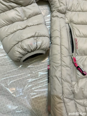 Geaca matlasata cu gluga si vatelina Gri deschis, marime L - imagine 2