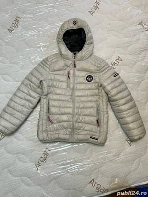 Geaca matlasata cu gluga si vatelina Gri deschis, marime L - imagine 5