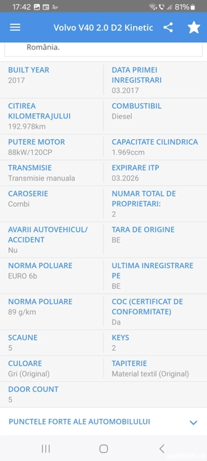 Volvo V40 D2 2.0 diesel carte service Km Reali  - imagine 8