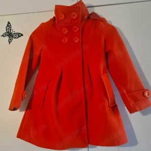 Palton fete portocaliu cu gluga detasabila