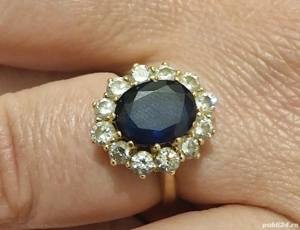 Inel aur 18k cu safir natural netratat 2,1k si diamante de 1,5k