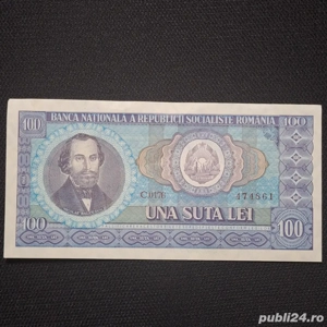 vand bacnote 100 lei Balcescu  din 1966 5 buc serie consecutive stare inpecabila. - imagine 3