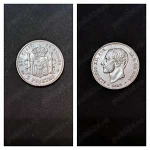Moneda argint 2 Pesetas, SPANIA, 1882