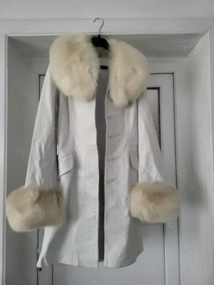 haina  trei sfert PIELE si BLANA NATURALA vulpe ,M