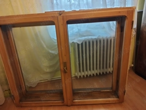 2 ferestre lemn de tei și usa intrare apt din brad - imagine 1