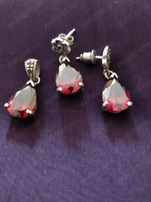 vand set nou de argint cu piatra semipretioasa