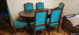 Set masa extensibila+6 scaune din lemn masiv