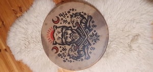 Tobă şamanică - cu motive - imagine 2