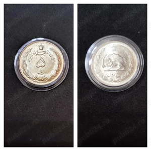 Moneda argint 5 Rials, IRAN, 1944