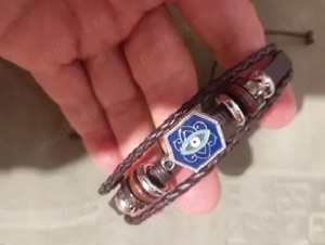 Bratara din piele maro pentru noroc si protectie  - imagine 2